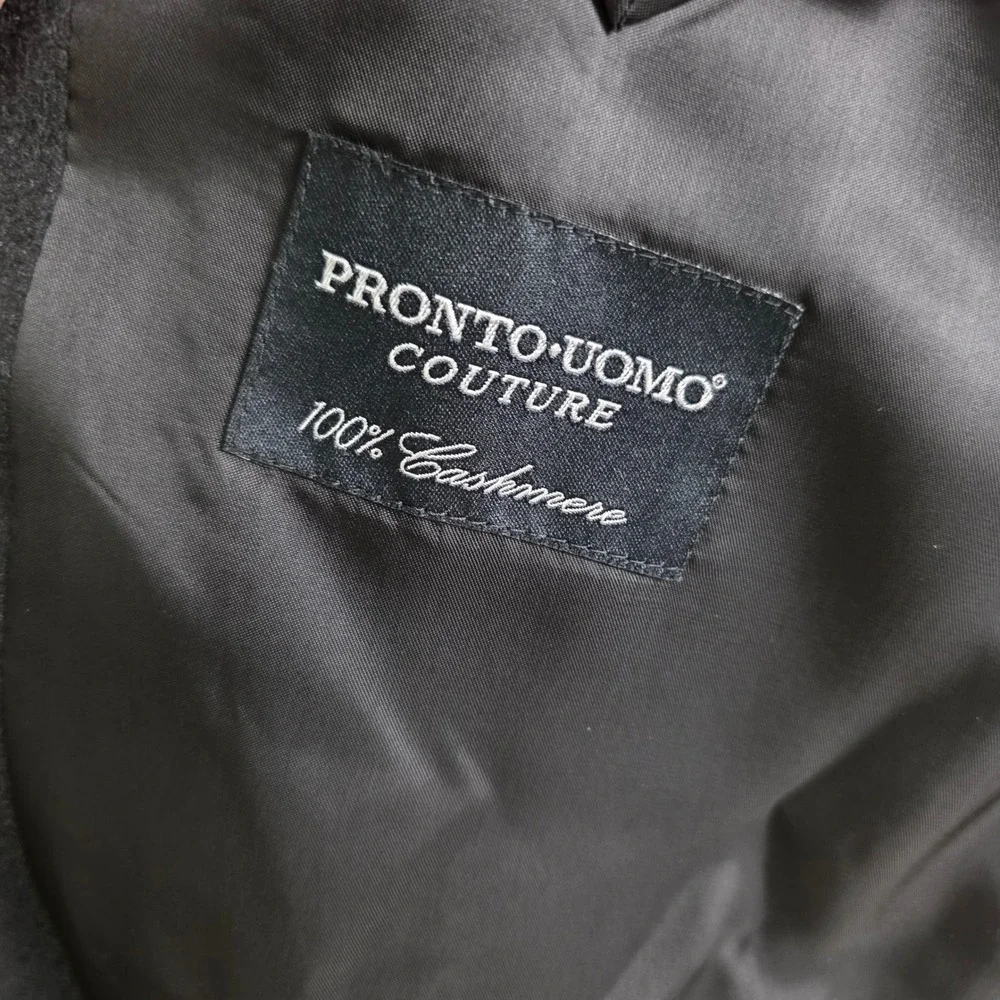 Pronto‎ Uomo Couture Mens 48R Black 100% Cashmere 2 Button Blazer Sport Coat